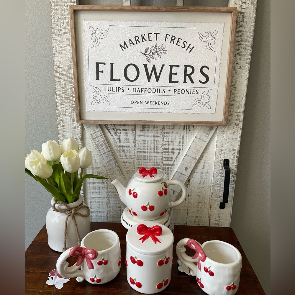 Cherry Design Ceramic Tea Set-please see pictures and read description!!